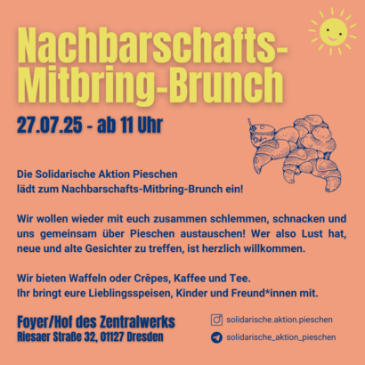Flyer für den Nachbarschafts-Brunch am 27.07.2025 im Zentralwerk