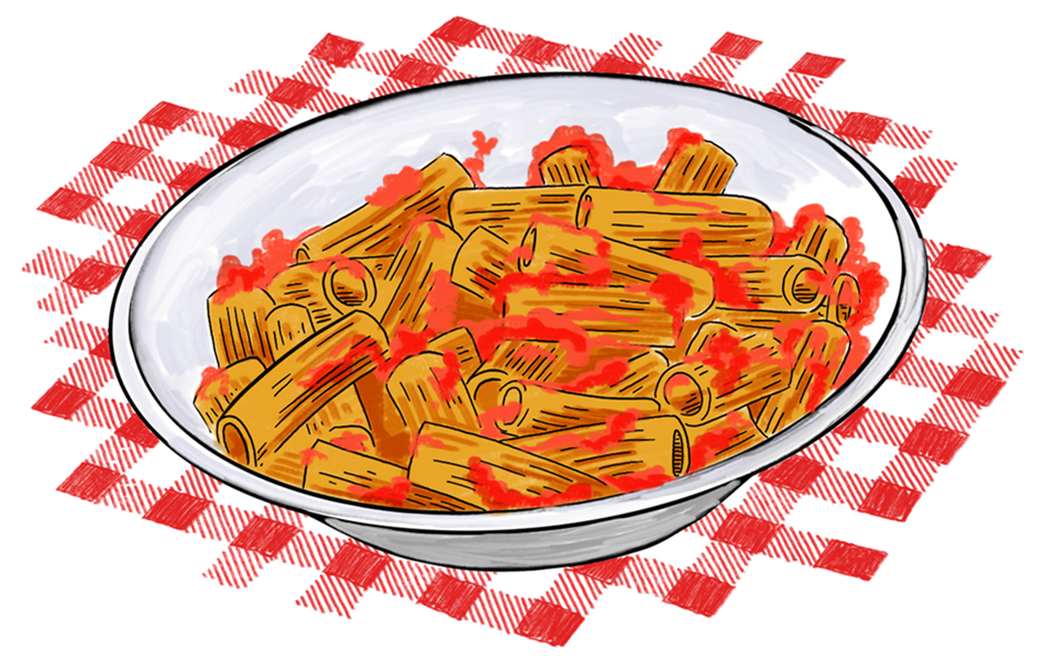 Grafik einer mit Pasta gefüllten Schüssel