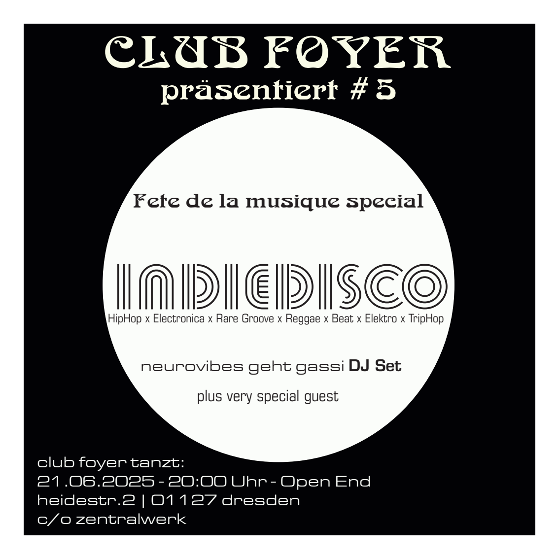 Flyer für die Veranstaltung Club Foyer am 21.06.2025